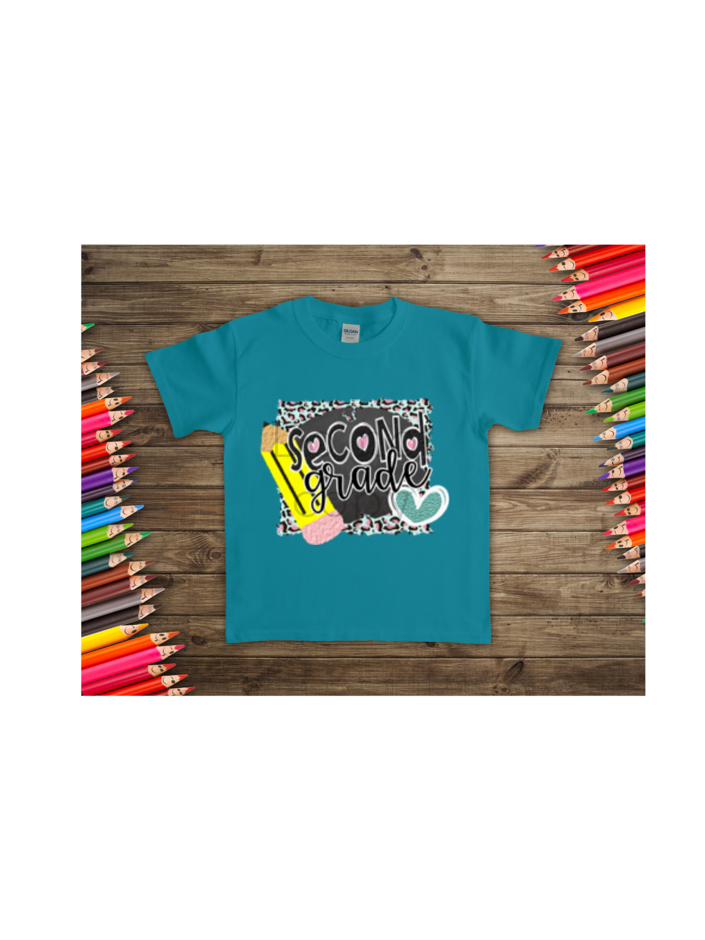 Second grade pencil heart-DTF