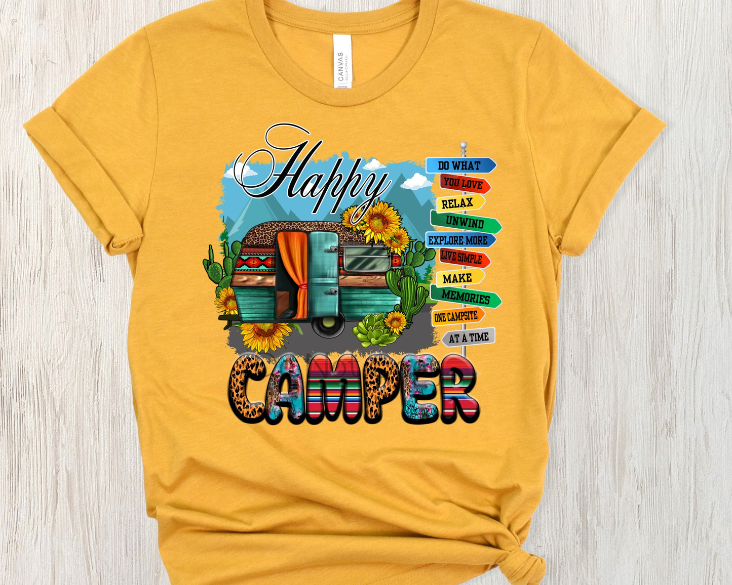 Happy camper with signs-DTF