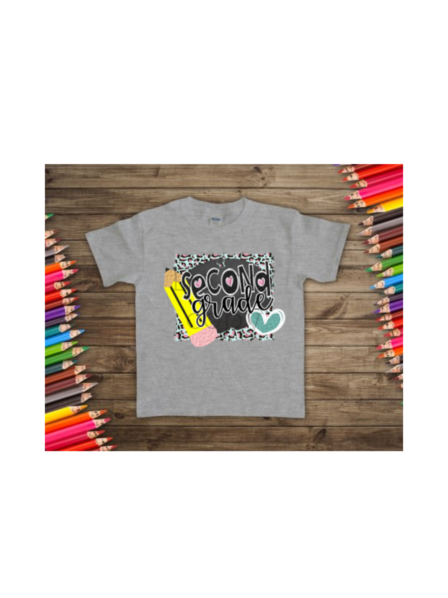 Second grade pencil heart-DTF