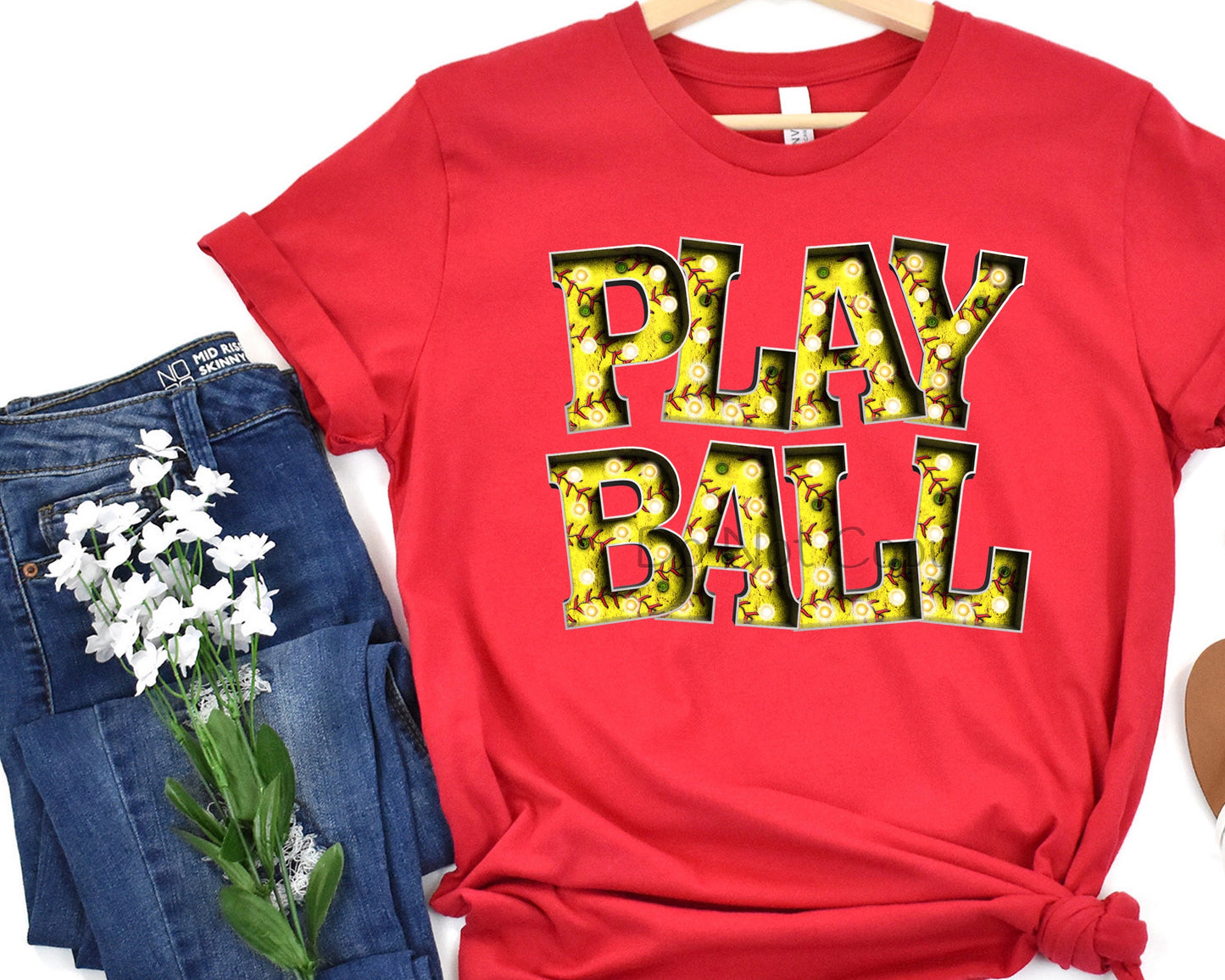 Play ball softball lights-DTF