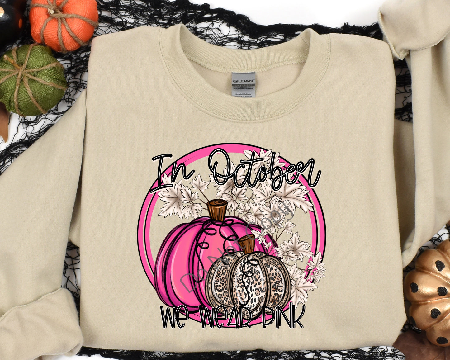 In October circle pink leopard pumpkin-DTF