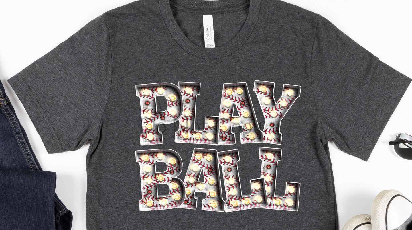 Play ball baseball lights-DTF