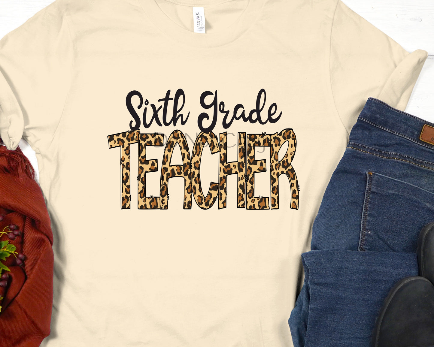 Sixth grade teacher leopard-DTF