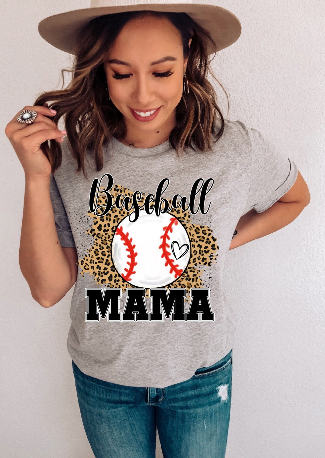 Baseball mama leopard back-DTF