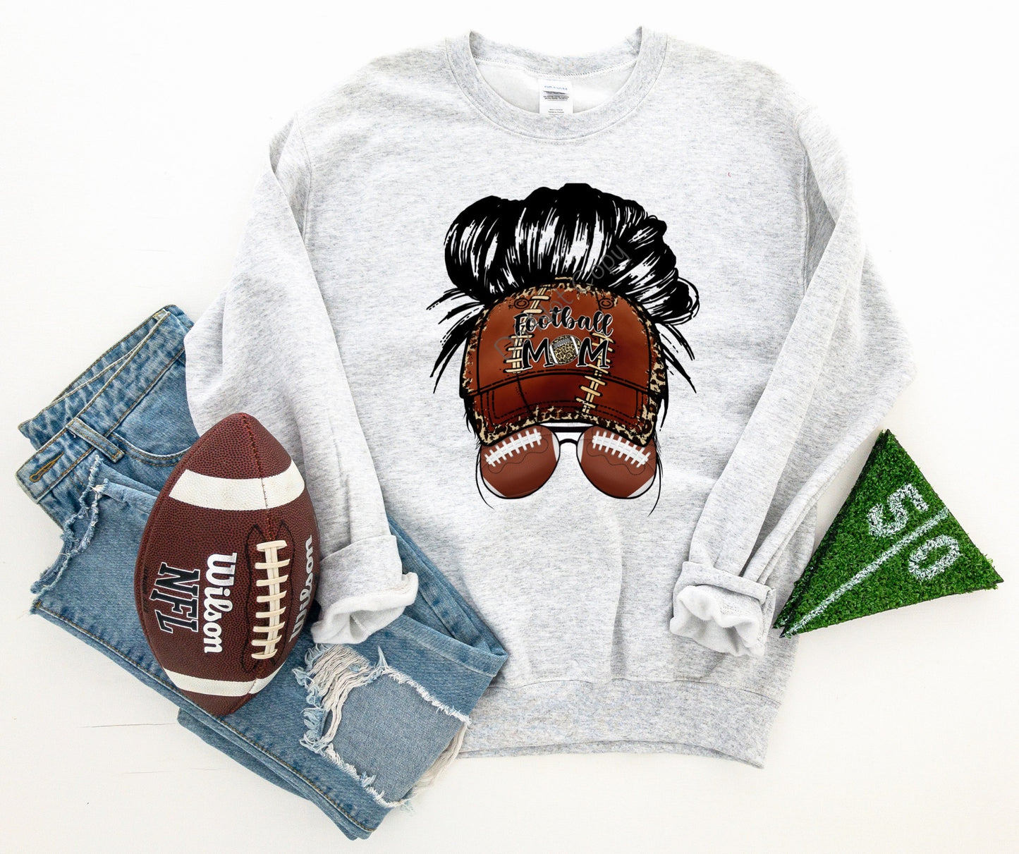 Football HAT messy bun -DTF