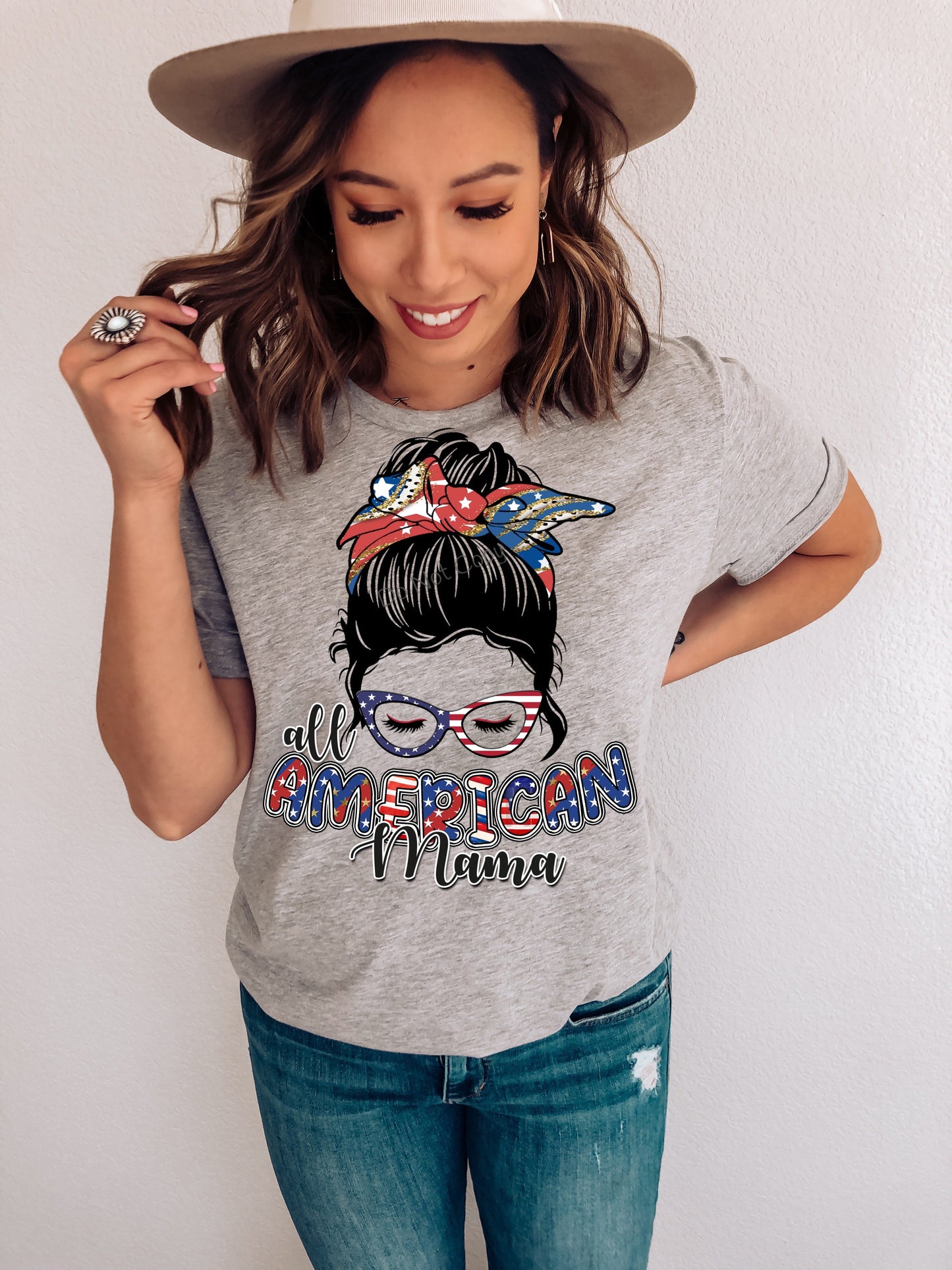 all American Mama messy bun-DTF