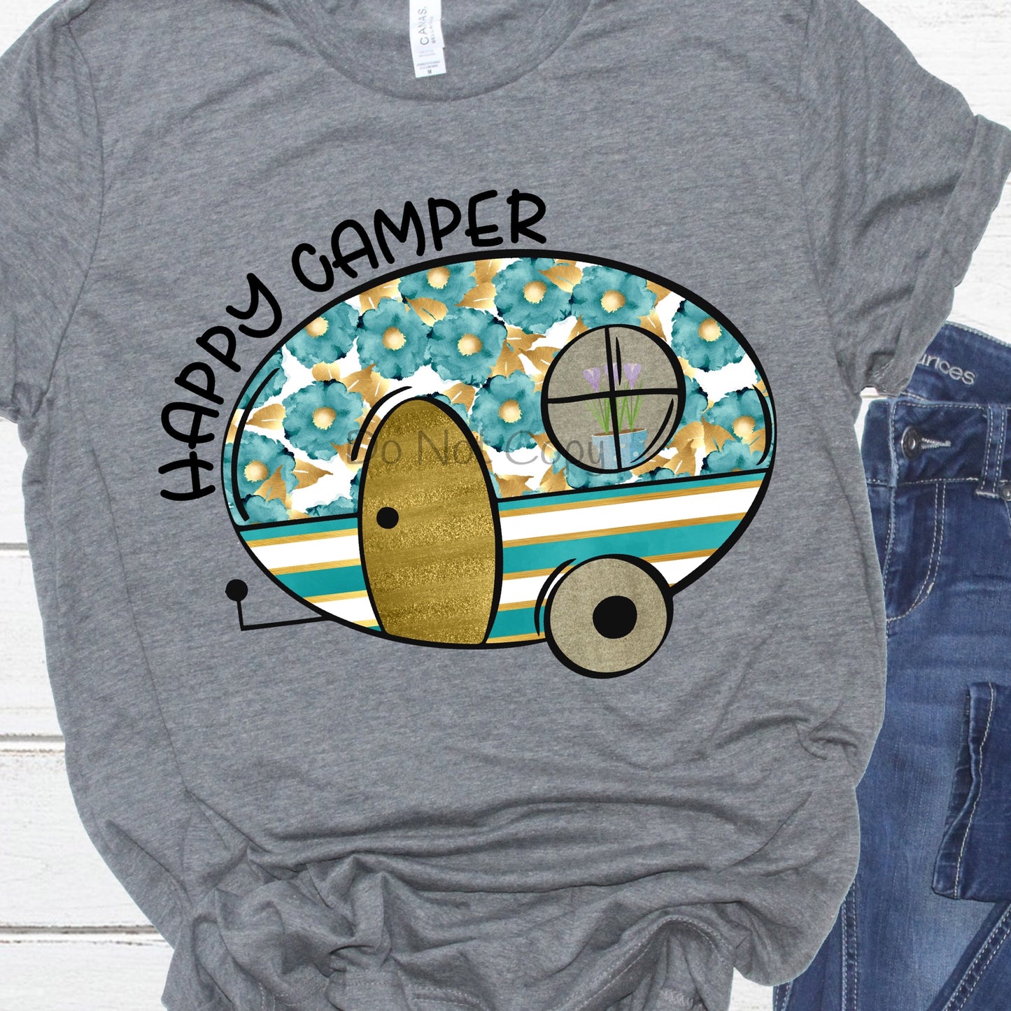 Happy camper green gold - DTF