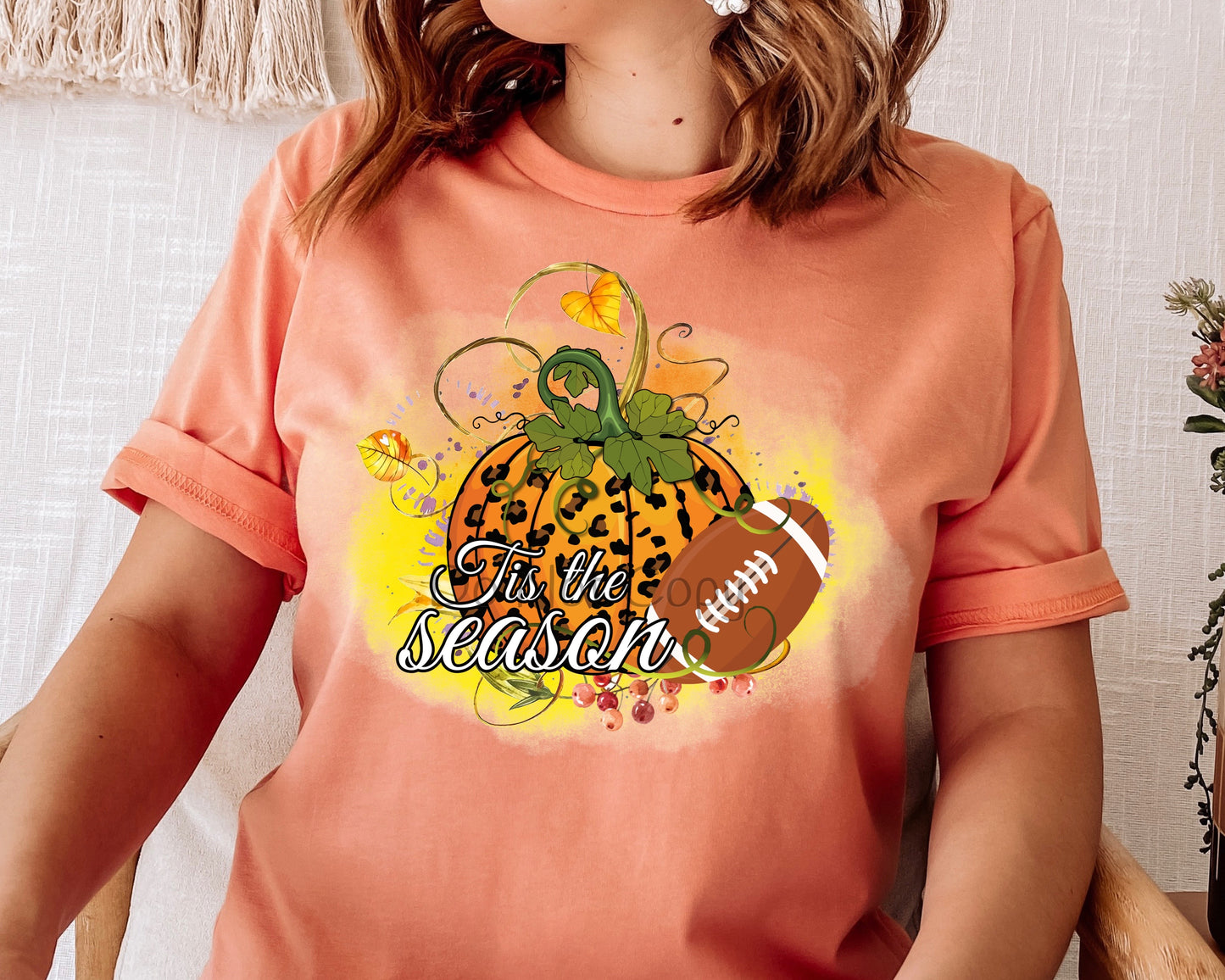 Tis the season football pumpkin vine-DTF