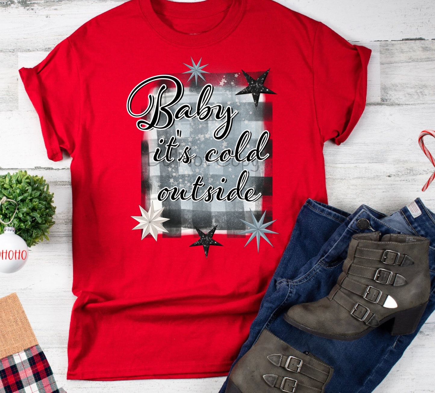 Baby it’s cold outside gray black-DTF