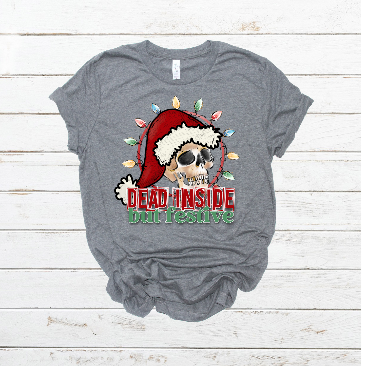 Dead inside but festive skull hat lights-DTF