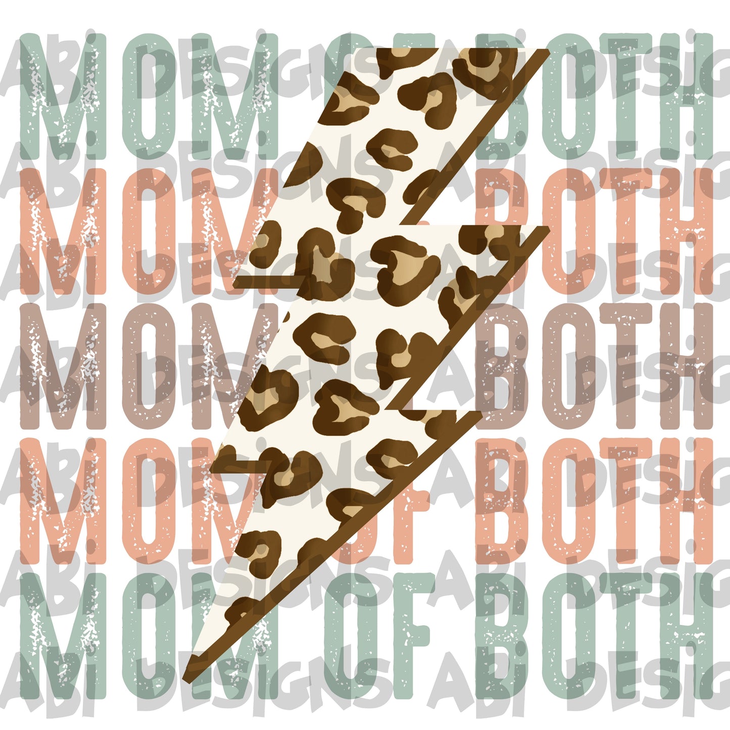 Mom of both stacked multi color lightening bolt-DTF
