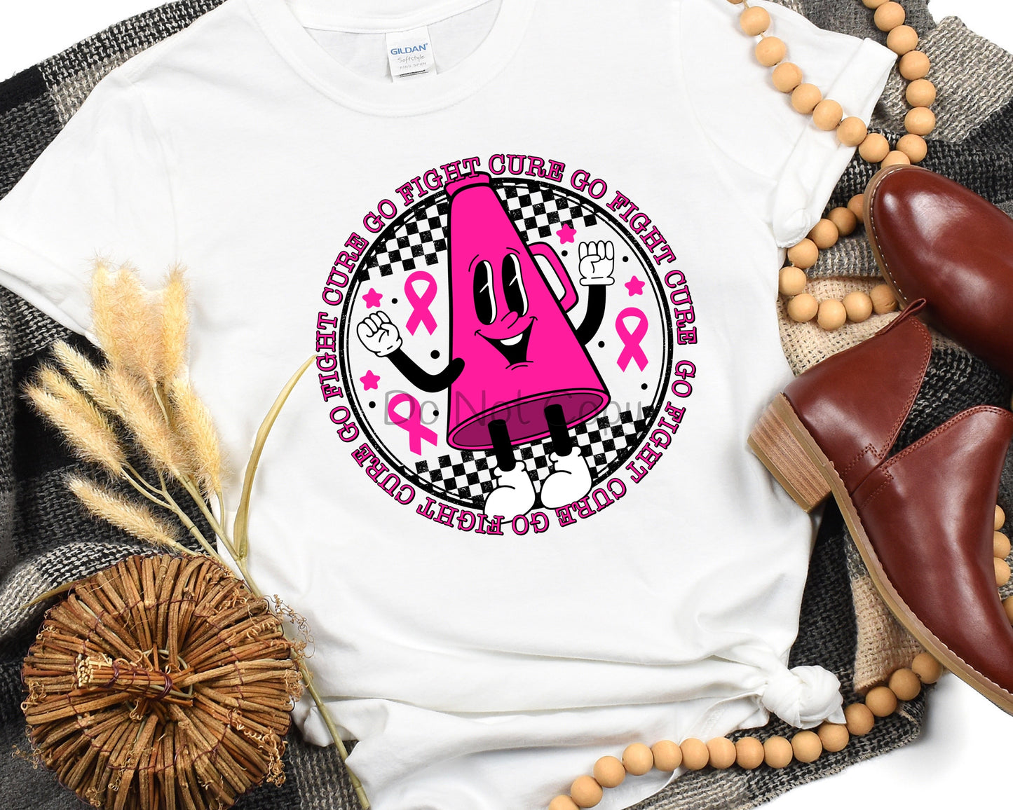 Go fight cure on outside of circle breast cancer-DTF