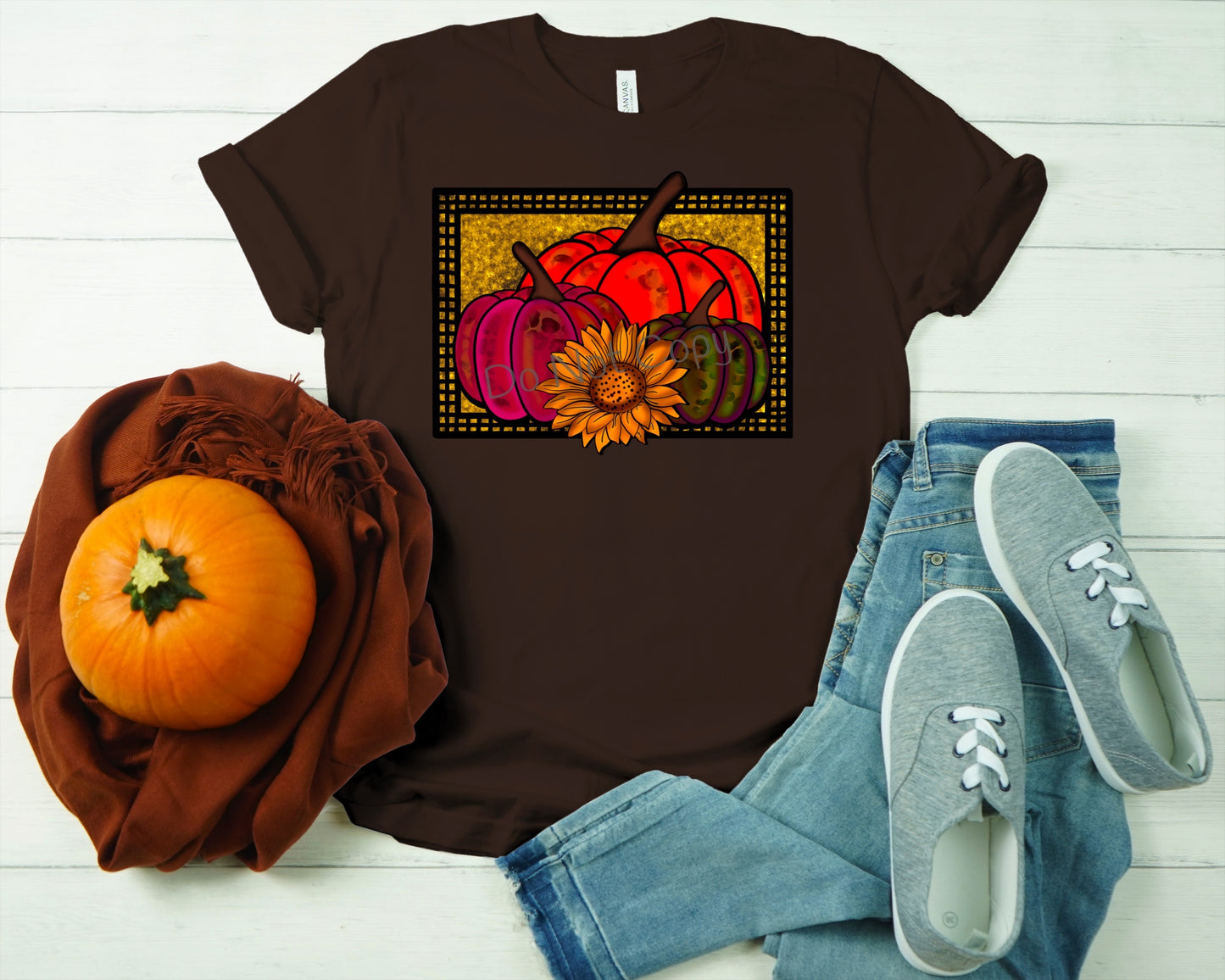 Pumpkins gold frame sunflower-DTF