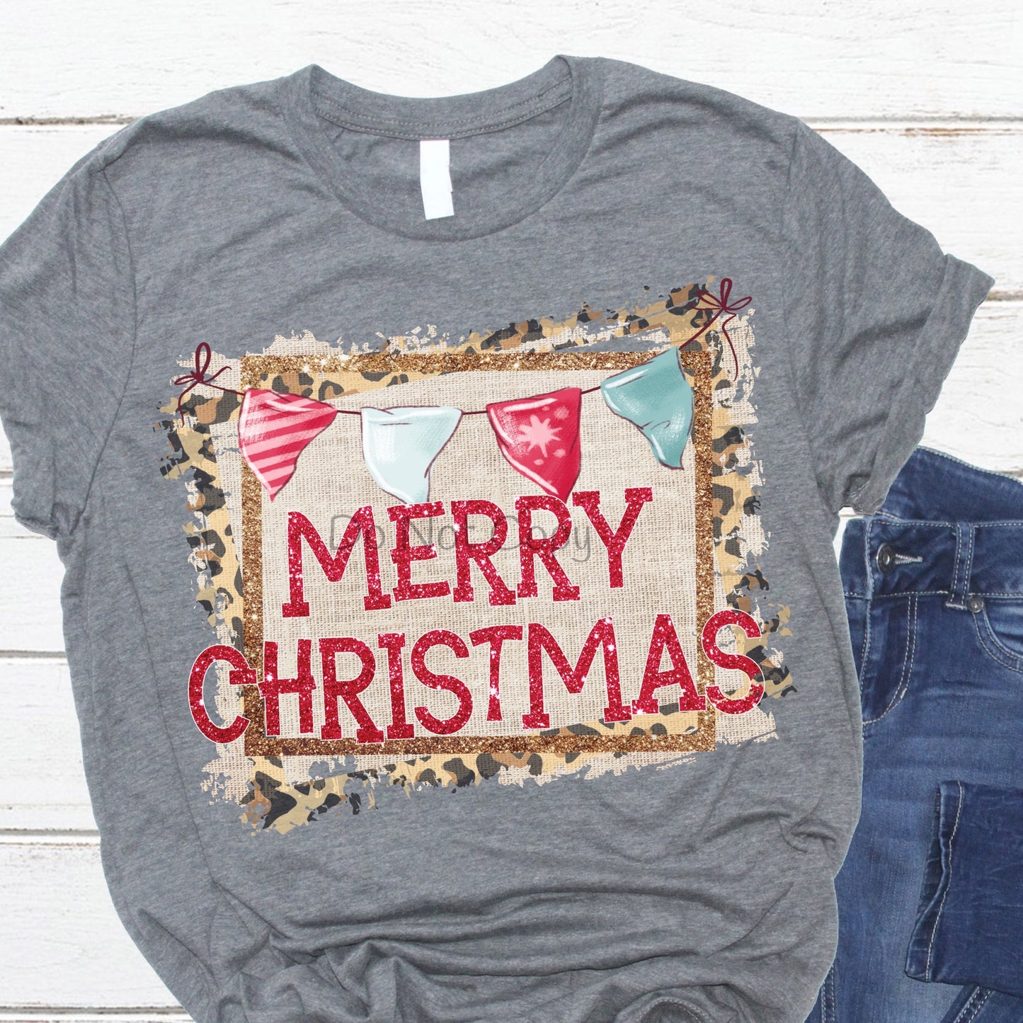 Merry Christmas leopard frame- DTF