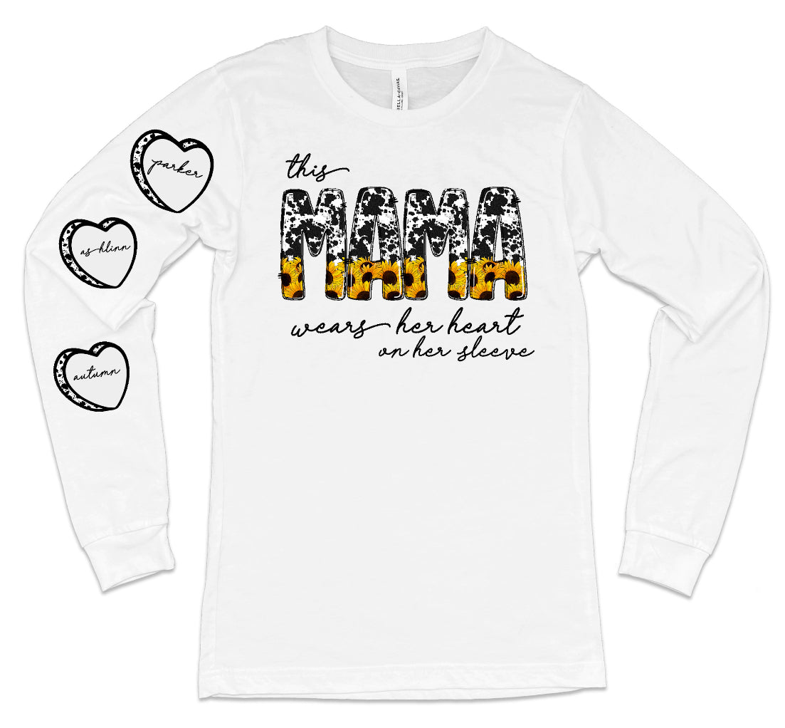Cowhide/Sunflower- This “custom name” wears her heart on her sleeve-DTF