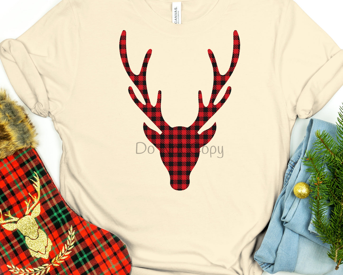 Buffalo plaid deer head-DTF