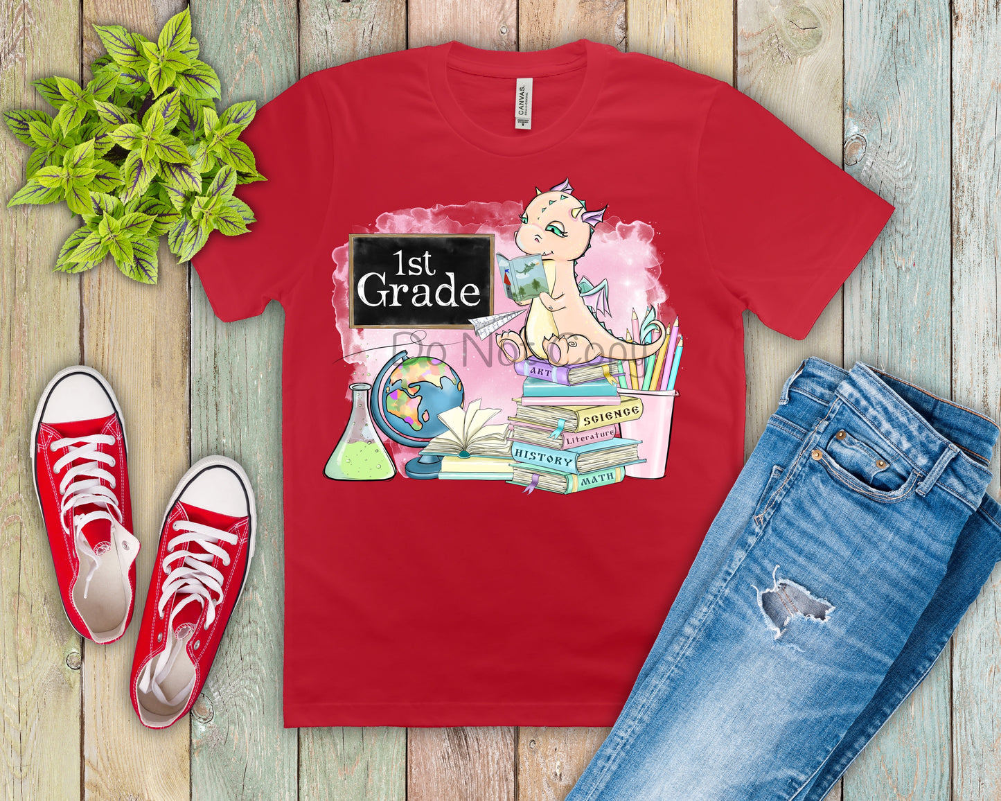 1st grade pink dinosaur-DTF