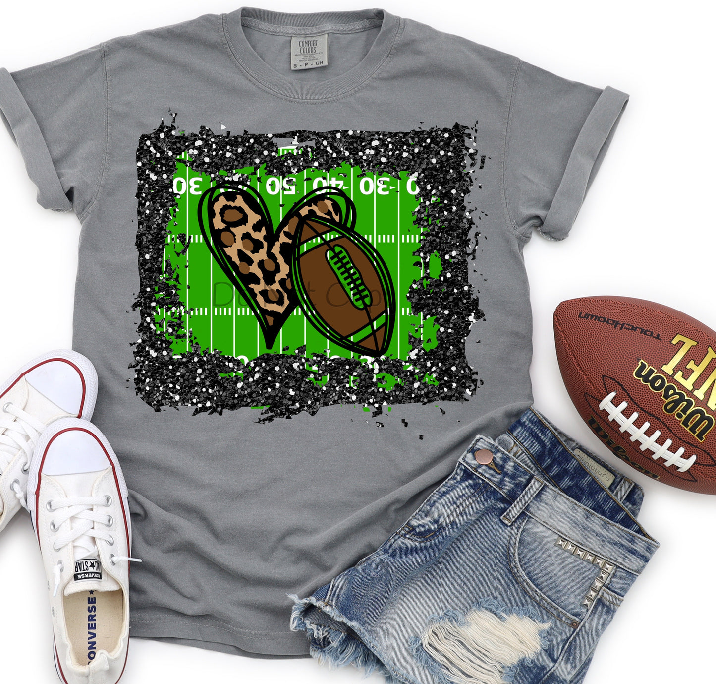 Football field leopard heart-DTF