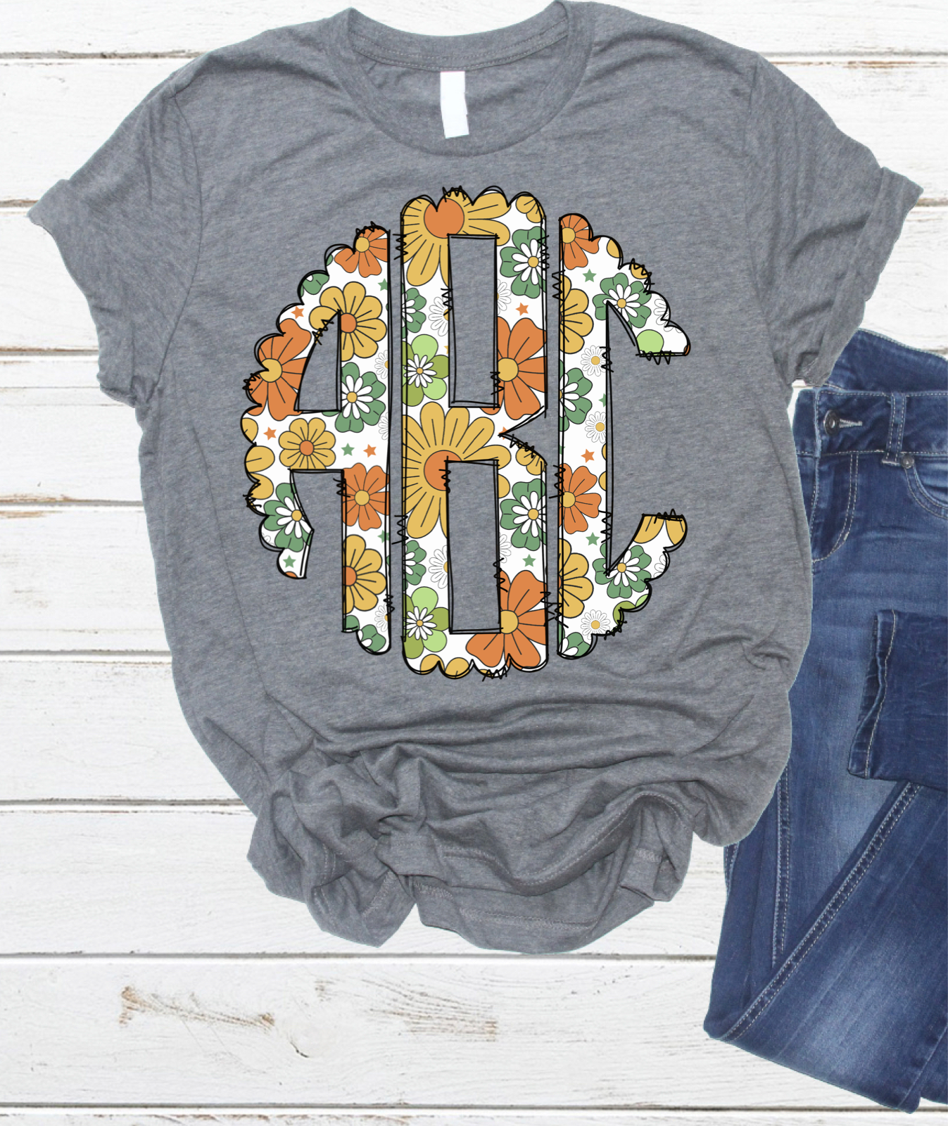 Retro floral Monogram -DTF