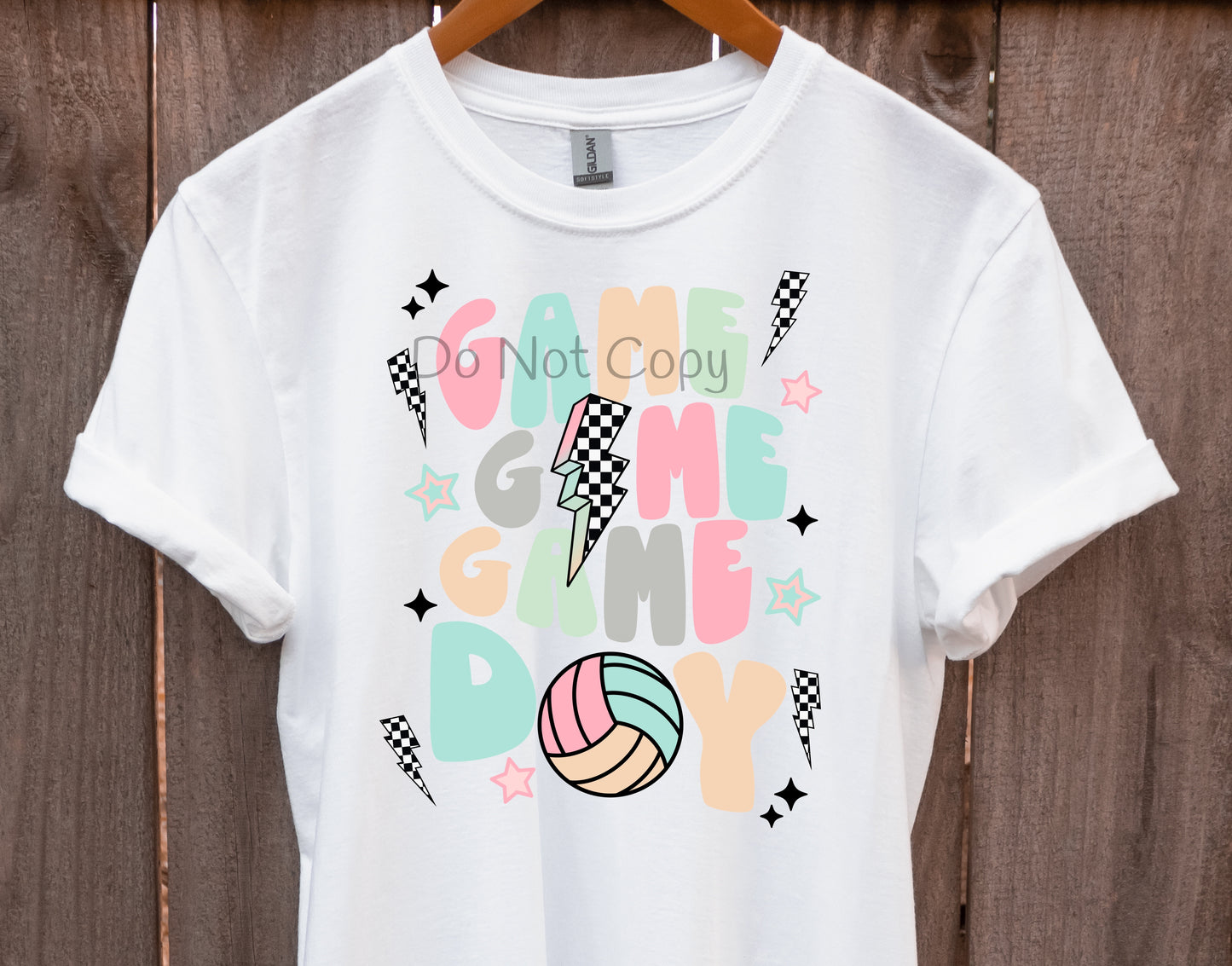 Game day volleyball checkered bolt-DTF