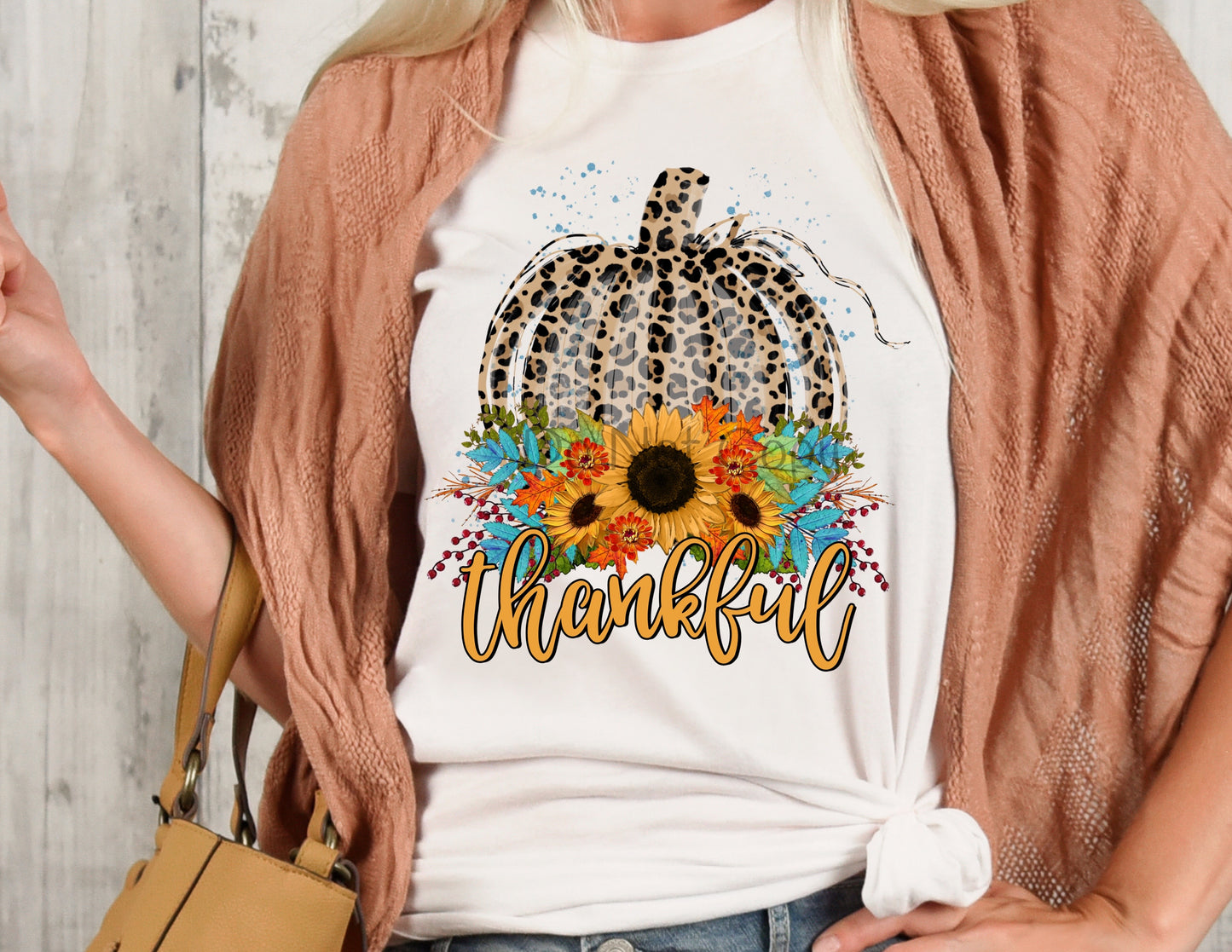 Thankful leopard pumpkin flowers-DTF