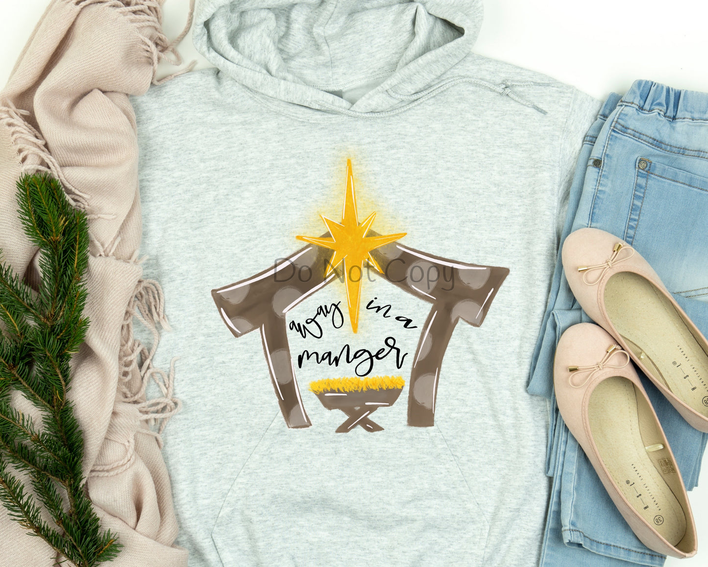 Away in a manger gold star-DTF