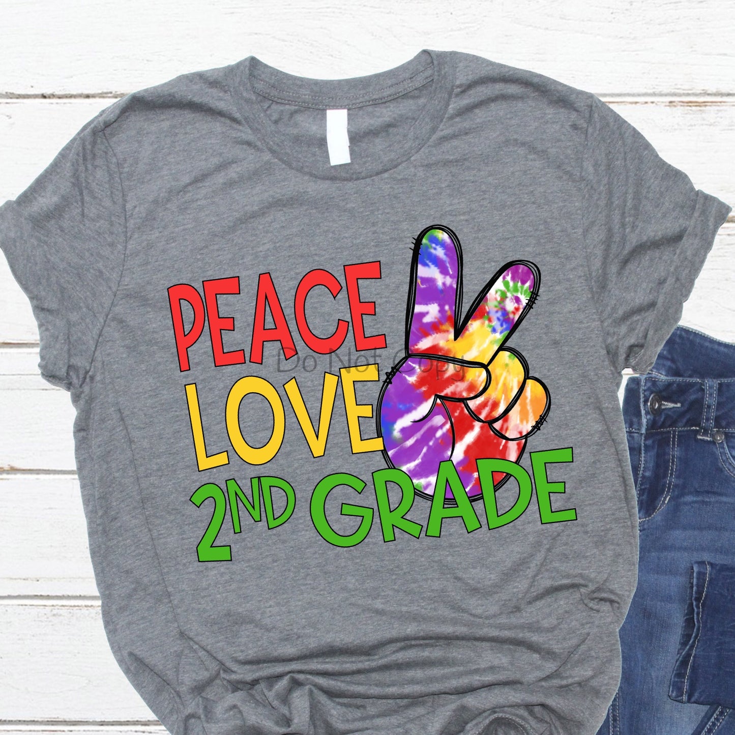 Peace love 2nd grade hand-DTF