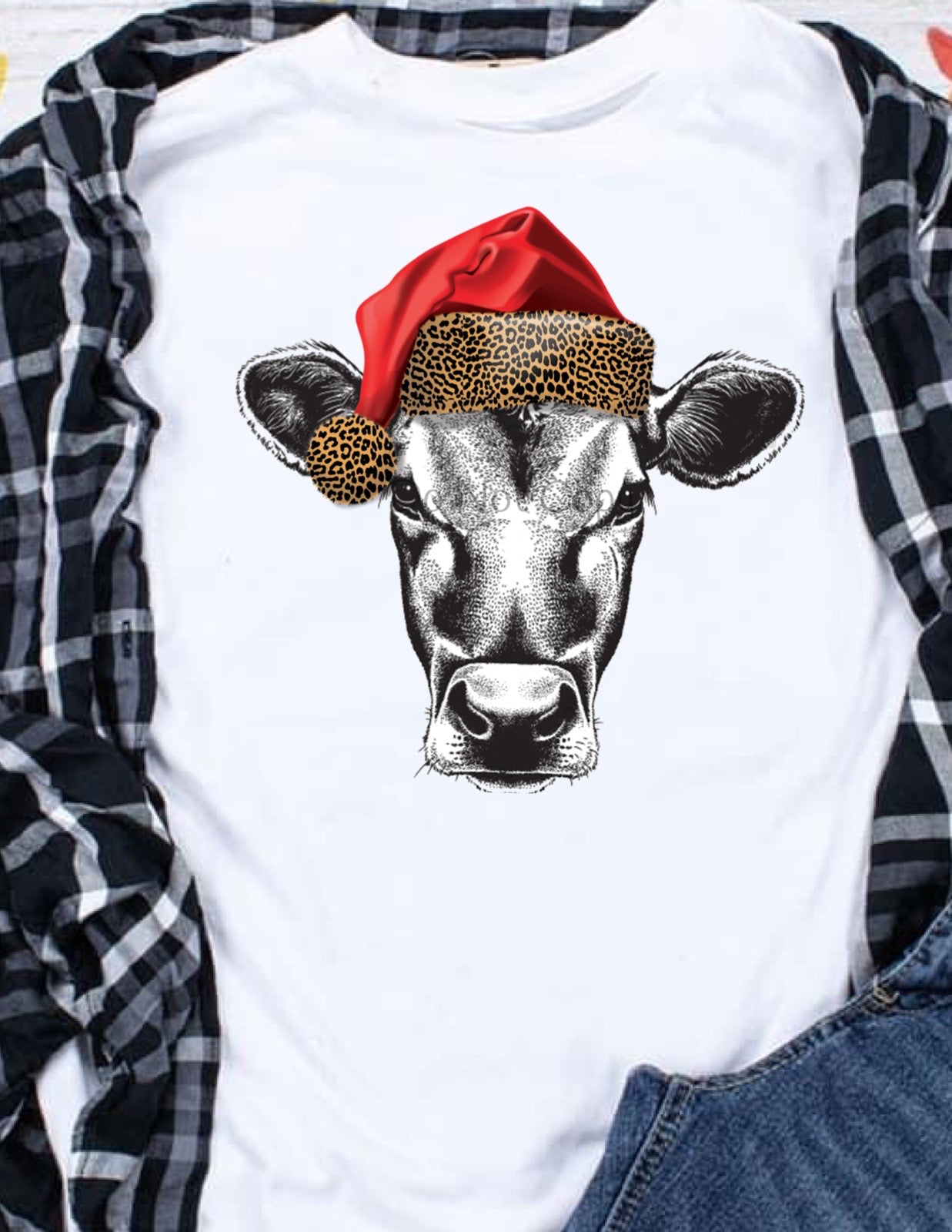 Christmas Cow leopard hat-DTF