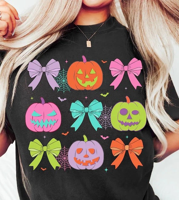 Colorful pumpkin and bows-DTF