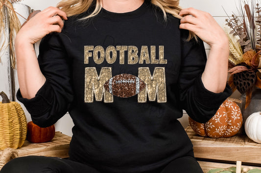 Vegas Gold sequin football mom-DTF