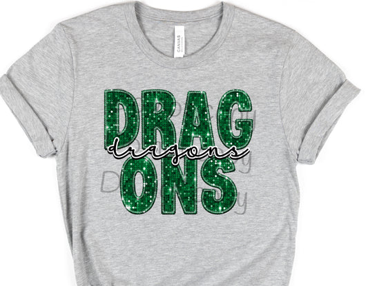 Dragons green sequin dragons-DTF