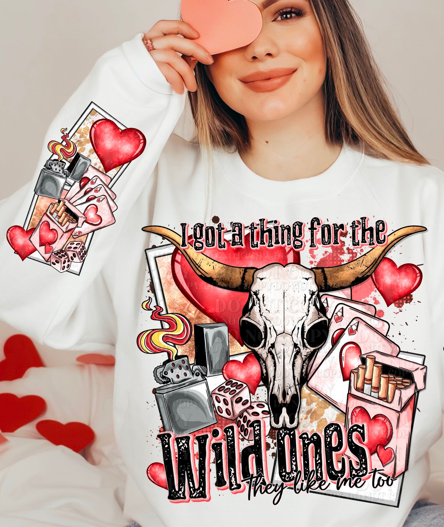 Wild Ones Hearts (FRONT OF SHIRT & SLEEVE COMBO)-DTF