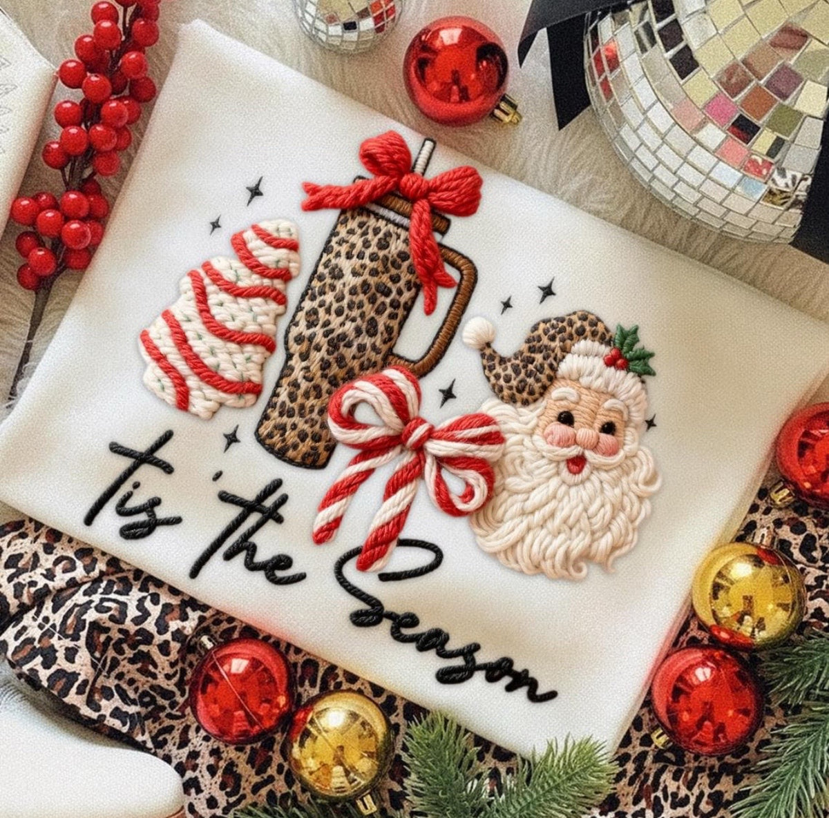 Tis the season leopard with tumbler -DTF&UV