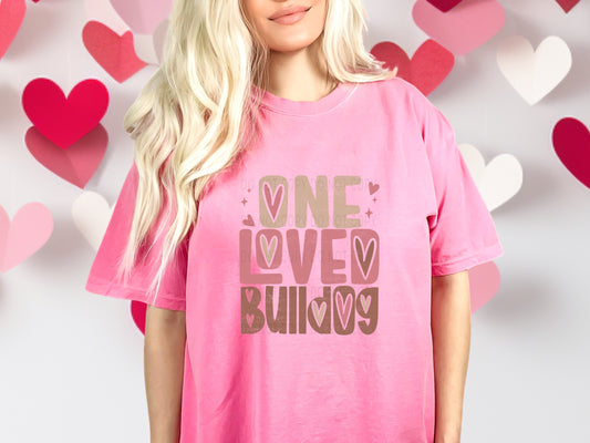 One Loved Bulldog Pink Distressed DTF