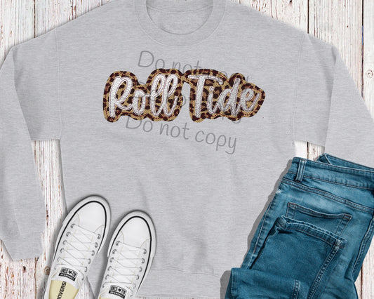 Roll Tide silver leopard-DTF