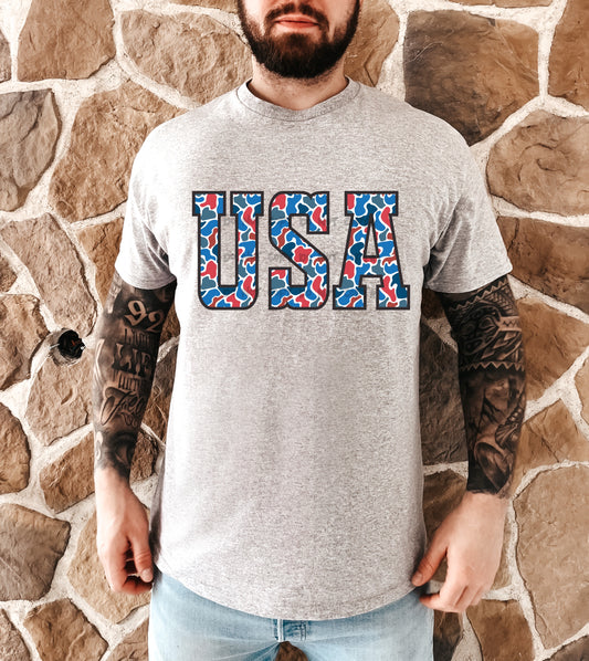 USA Camo red and blue- DTF
