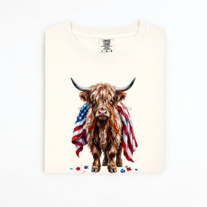 Highland with American flag- DTF&UV