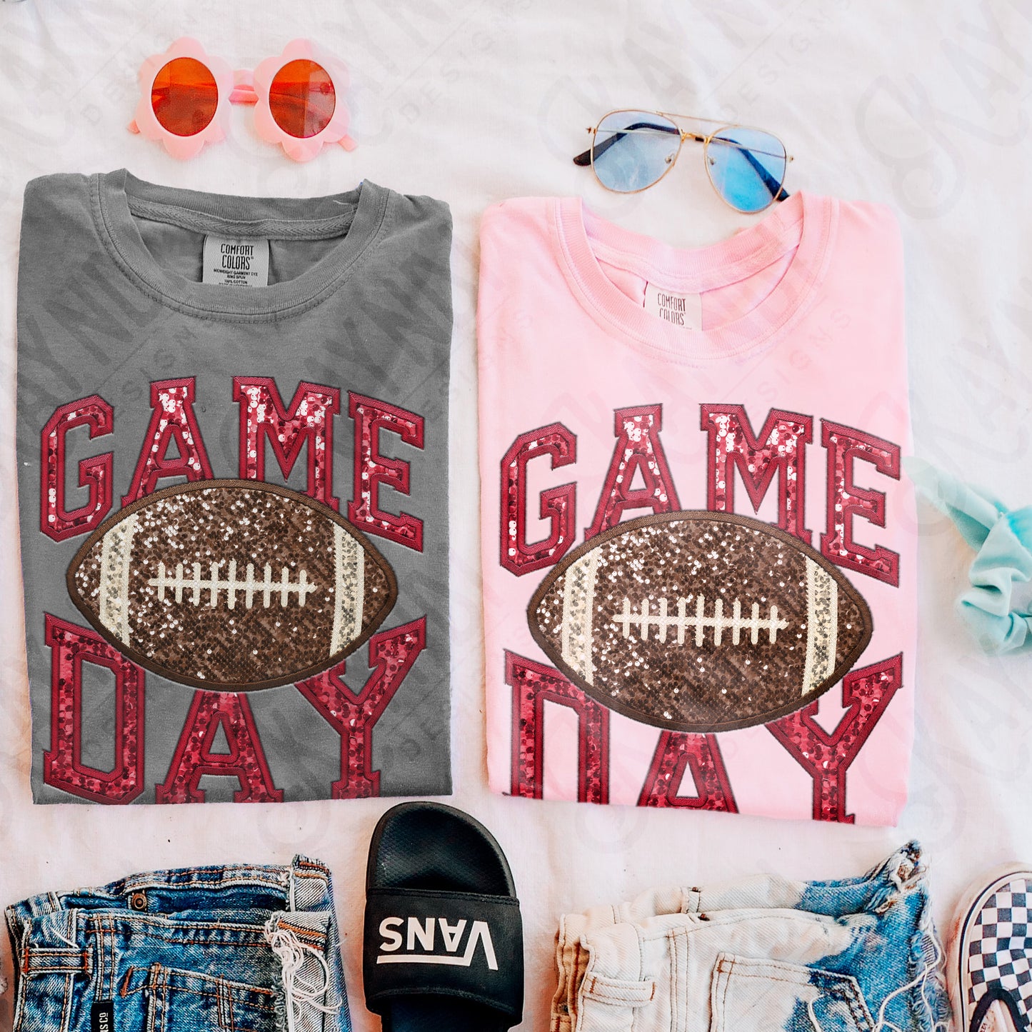 Game Day Football Sequins (Color Dropdown)-DTF&UV