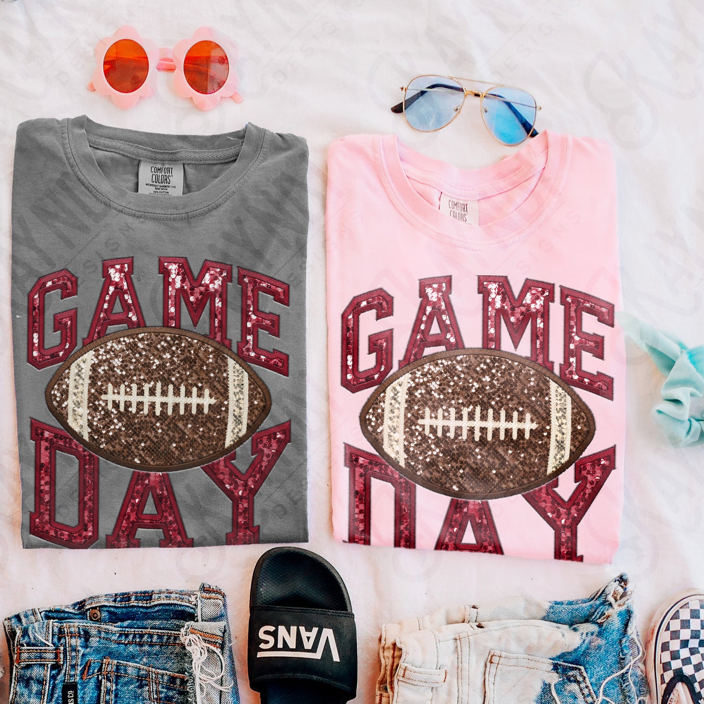 Game Day Football Sequins (Color Dropdown)-DTF&UV