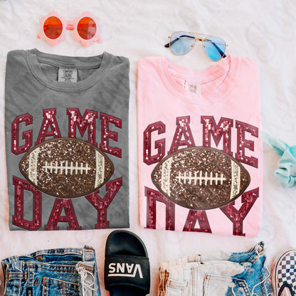 Game Day Football Sequins (Color Dropdown)-DTF&UV