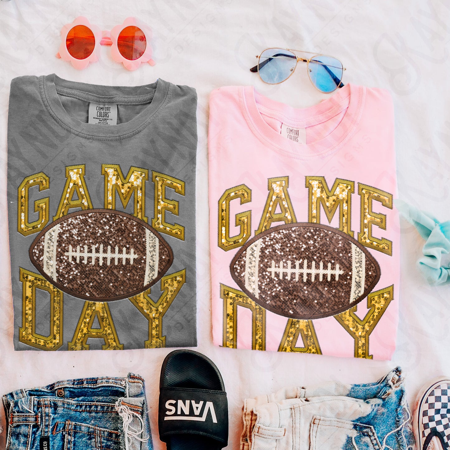 Game Day Football Sequins (Color Dropdown)-DTF&UV