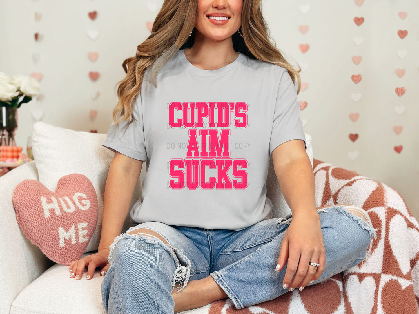 Cupid’s Aim Sucks Pink Varsity Outline DTF