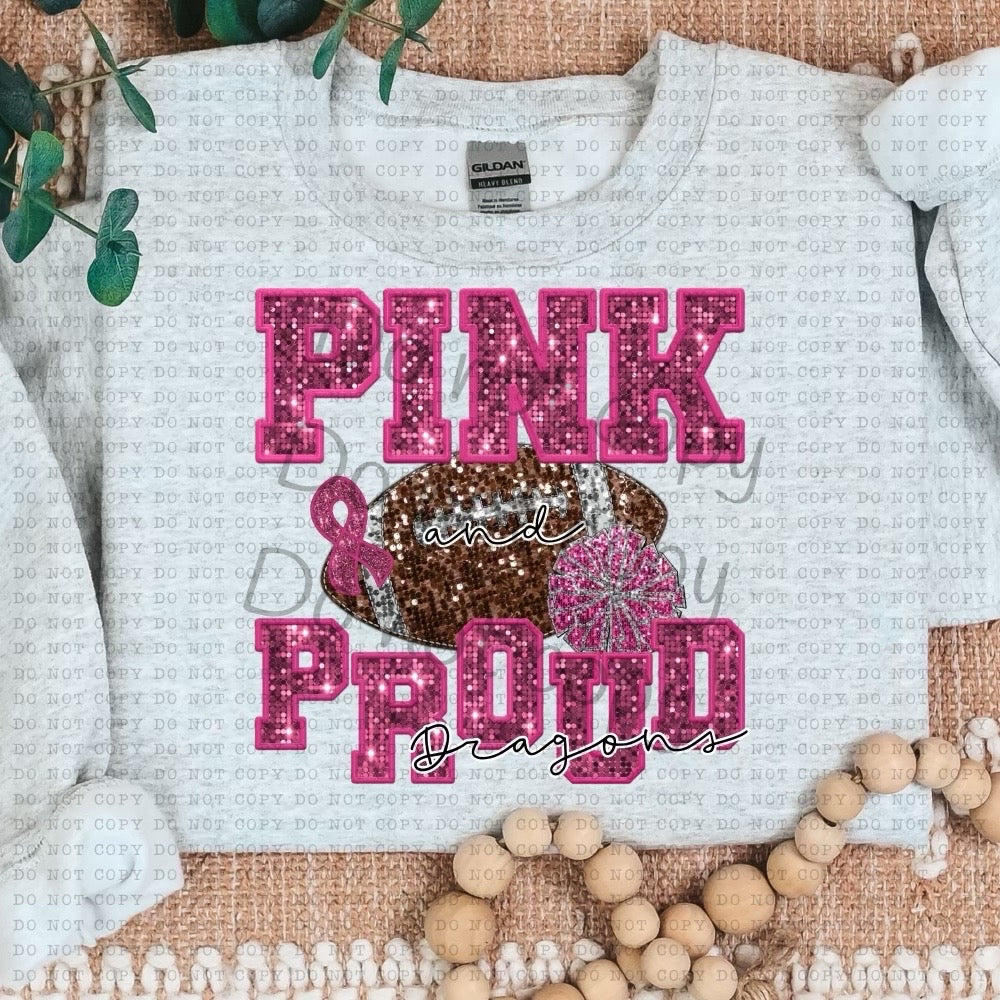 Pink and proud football Dragons-DTF