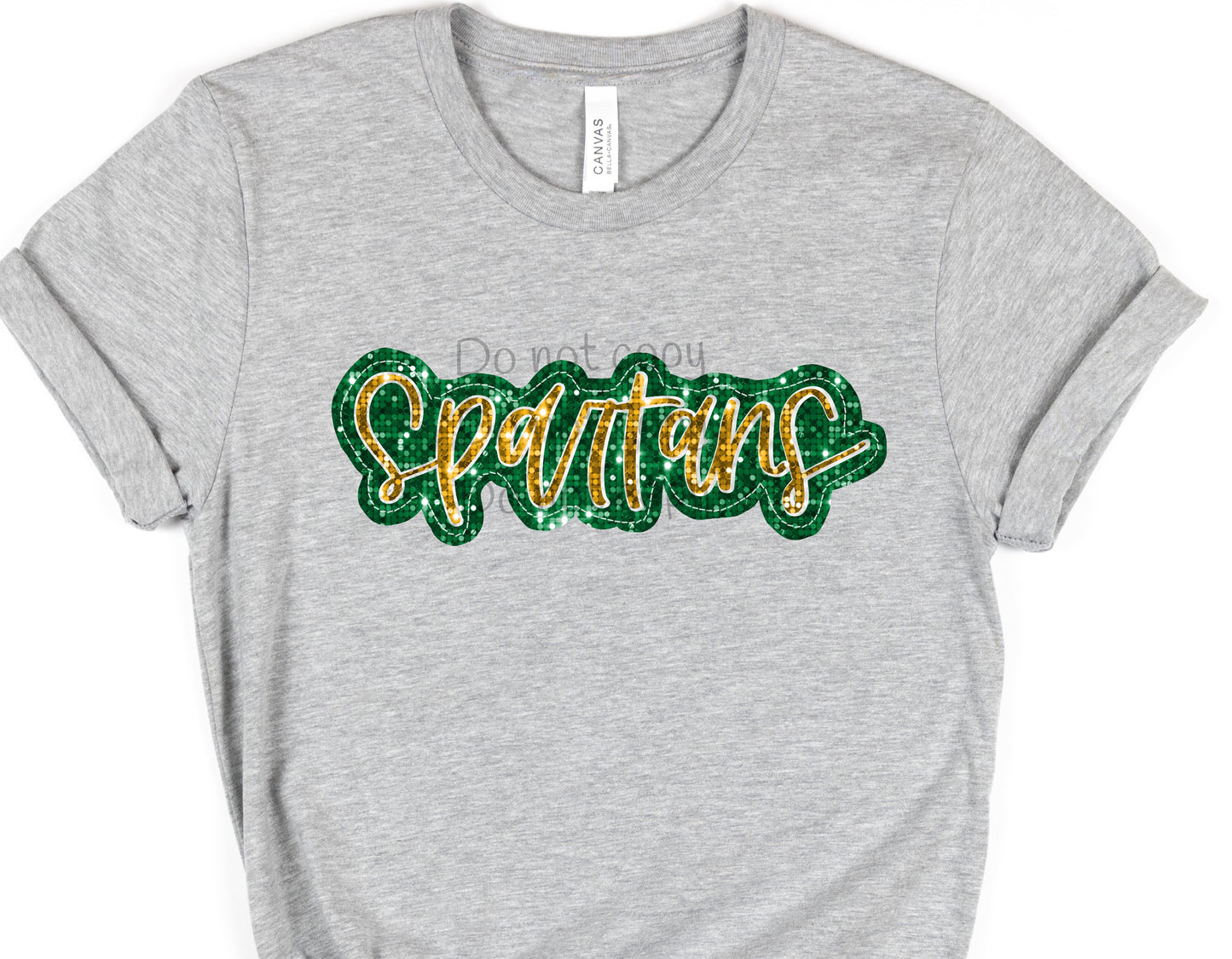 Spartans green gold sequin-DTF