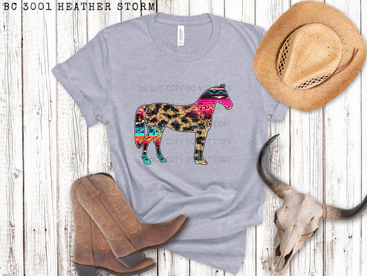 Faux Sequin Leopard And Serape Horse - DTF