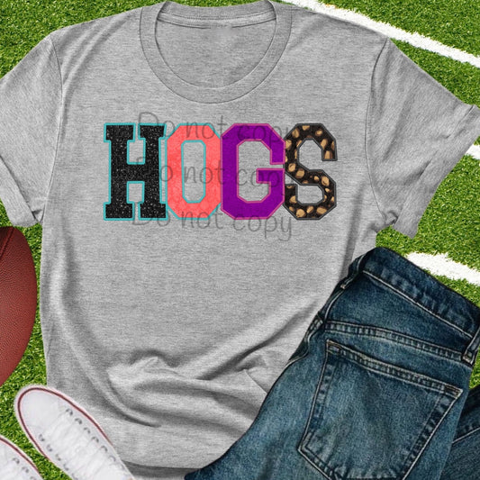 Hogs faux appliqué words-DTF