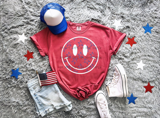Blue star smiley -DTF