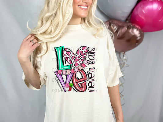 Love Never Fails Leopard Heart DTF