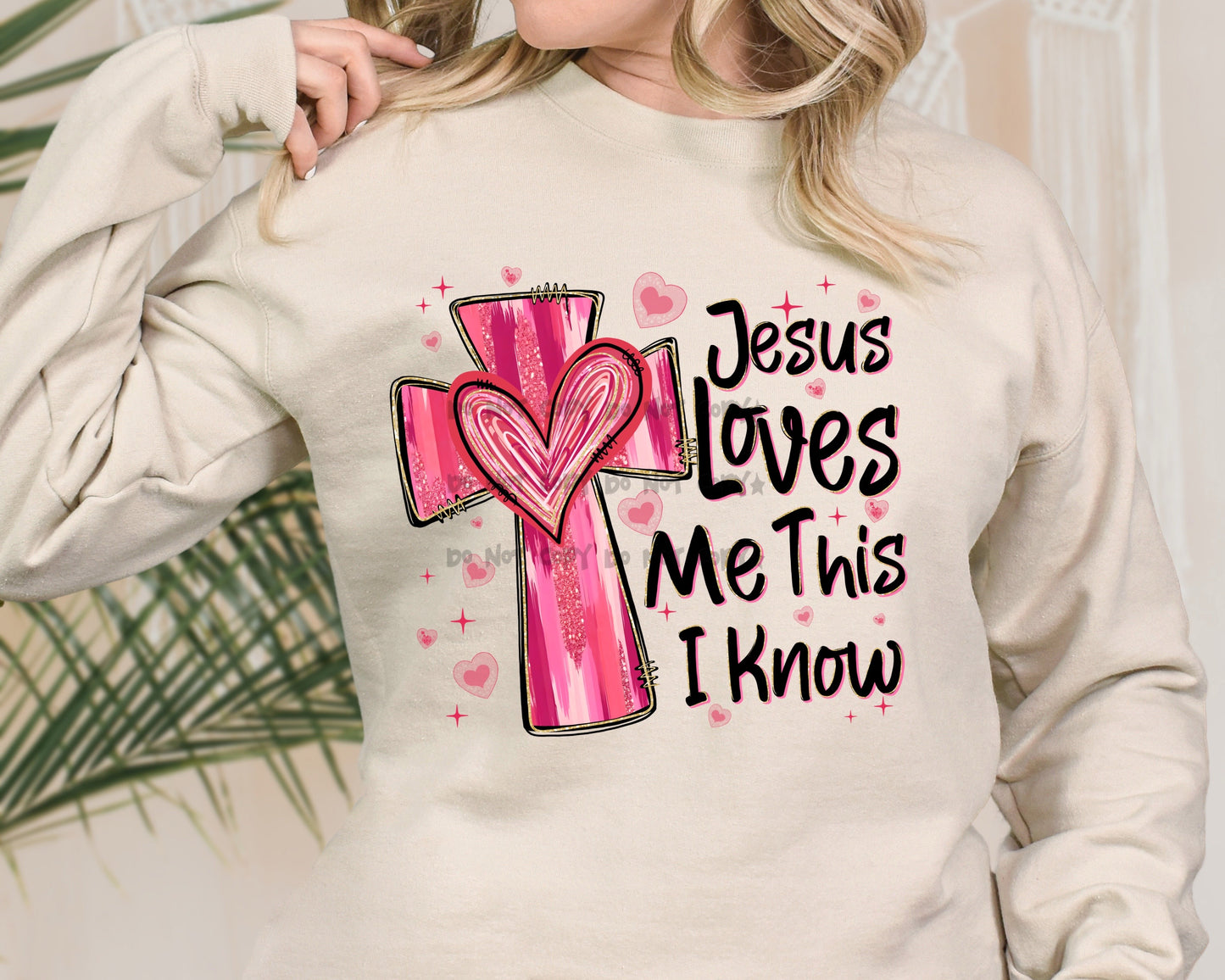 Jesus loves me this I know brushstroke cross-DTF