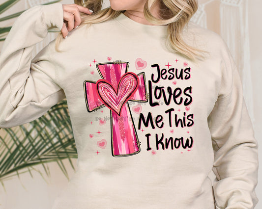 Jesus loves me this I know brushstroke cross-DTF